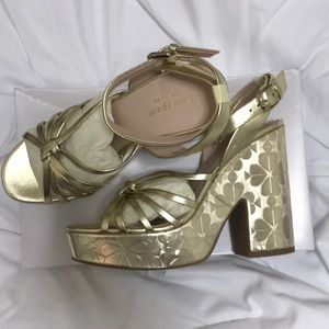 Gold platform Kate Spade pumps